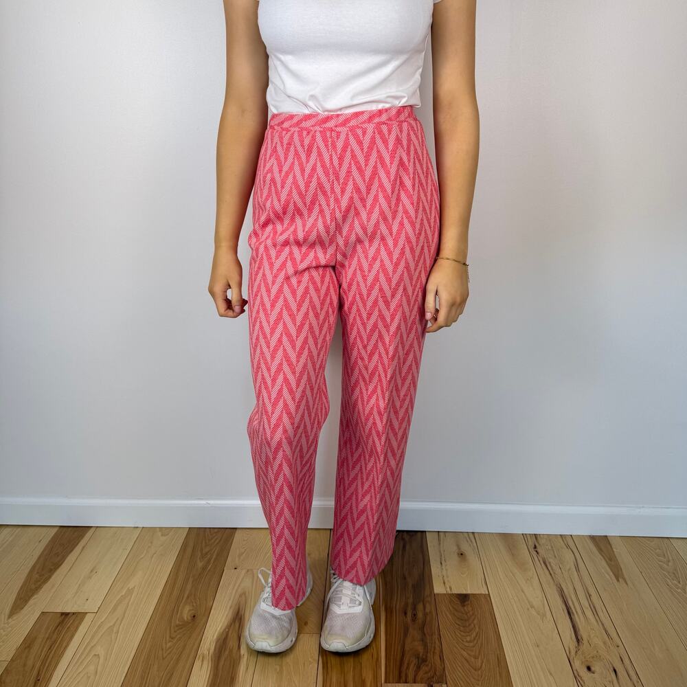 Vintage 1970s double knit polyester pants size XS pink